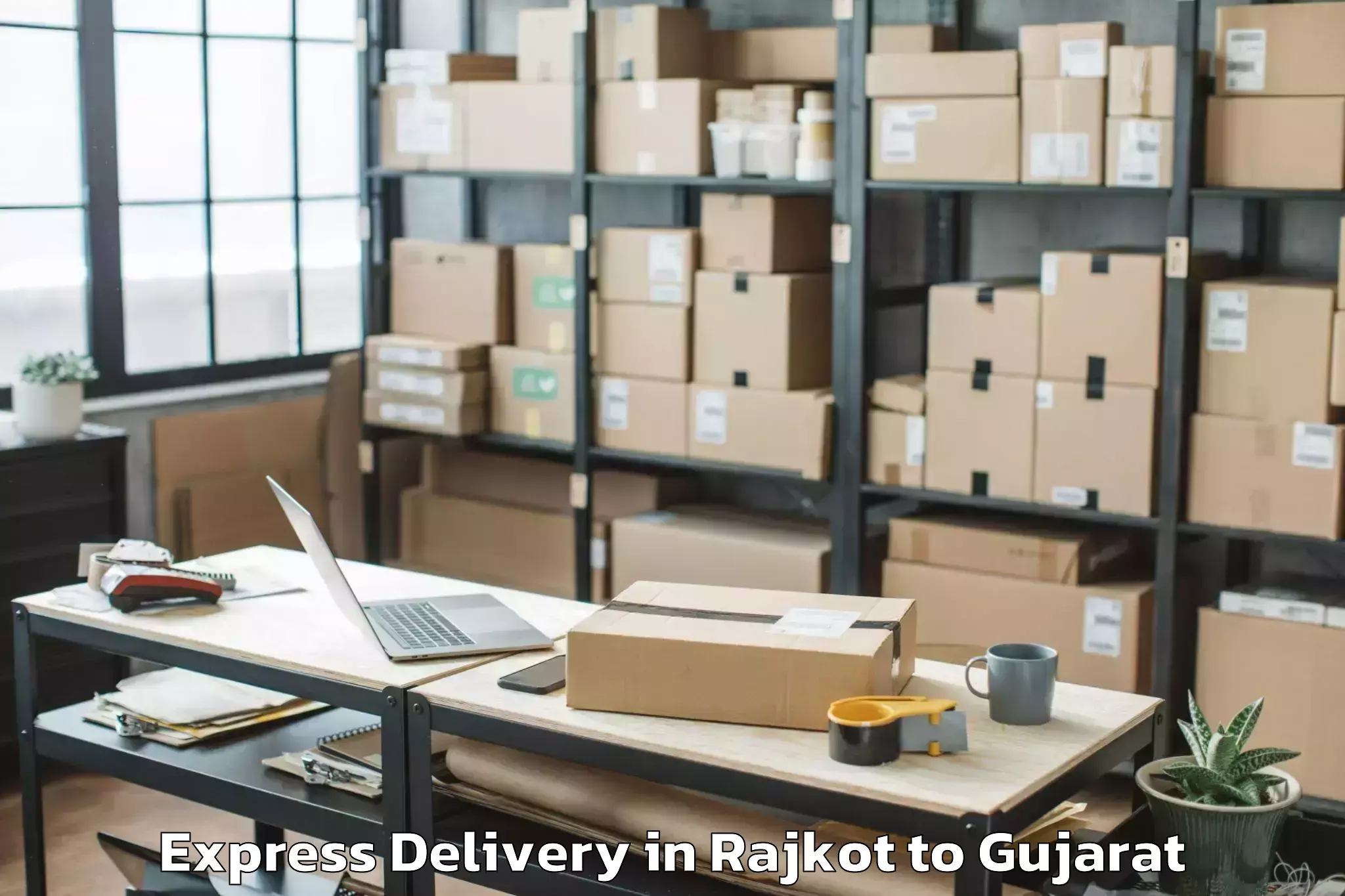 Discover Rajkot to Delvada Express Delivery